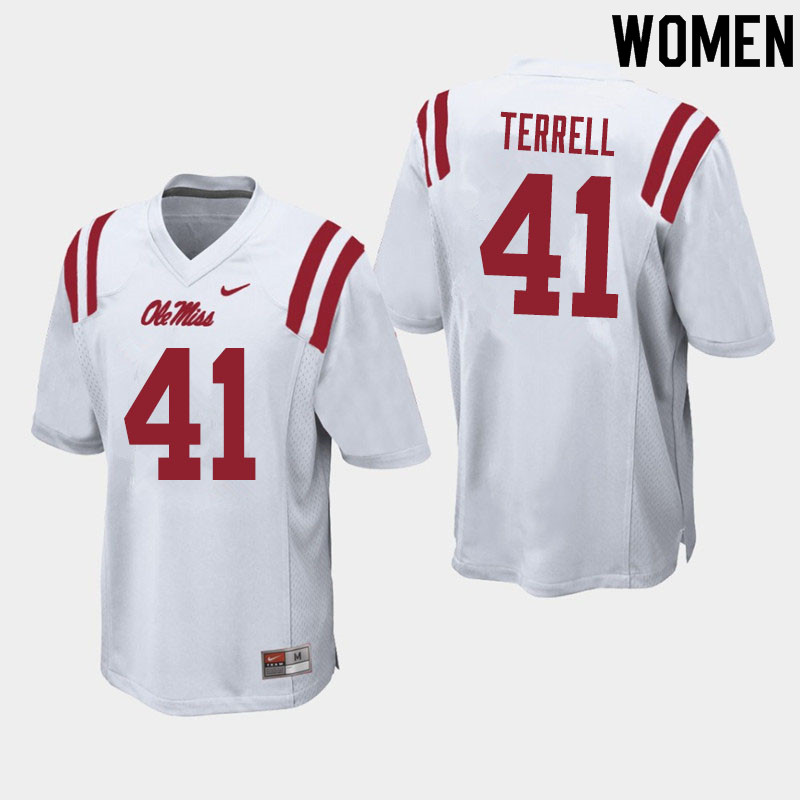 CJ Terrell Ole Miss Rebels NCAA Women's White #41 Stitched Limited College Football Jersey TUE3558GI